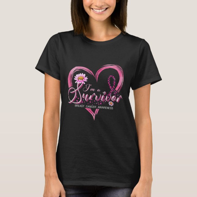 I'm A Survivor Breast Cancer Awareness Pink Ribbon T-Shirt (Front)