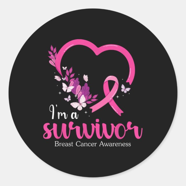 Im A Survivor Breast Cancer Awareness Women  Classic Round Sticker (Front)