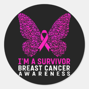 Im A Survivor Breast Cancer Awareness Women Pink R Classic Round Sticker