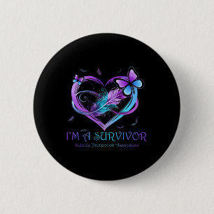 I'm A Survivor Butterfly Heart Suicide Prevention  6 Cm Round Badge