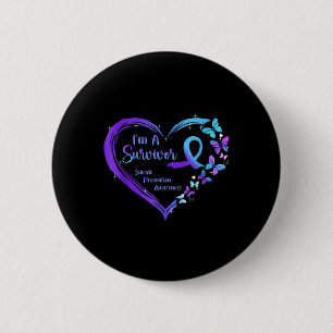 I'm A Survivor Butterfly Heart Suicide Prevention 6 Cm Round Badge