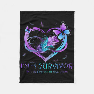 I'm A Survivor Butterfly Heart Suicide Prevention  Fleece Blanket