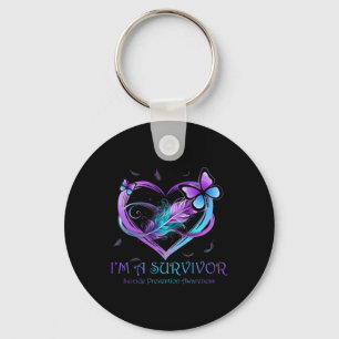 I'm A Survivor Butterfly Heart Suicide Prevention  Key Ring