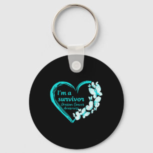 Im A Survivor Butterfly Ovarian Cancer Awareness W Key Ring