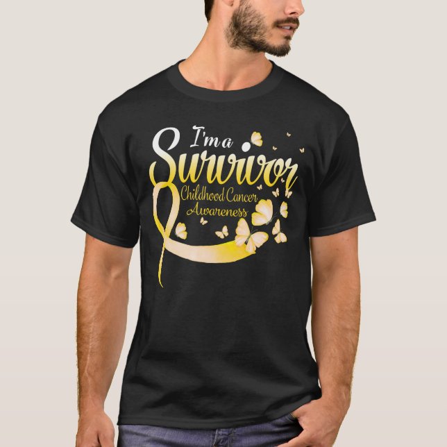 I'm A Survivor Childhood Cancer Awareness Butterfl T-Shirt (Front)