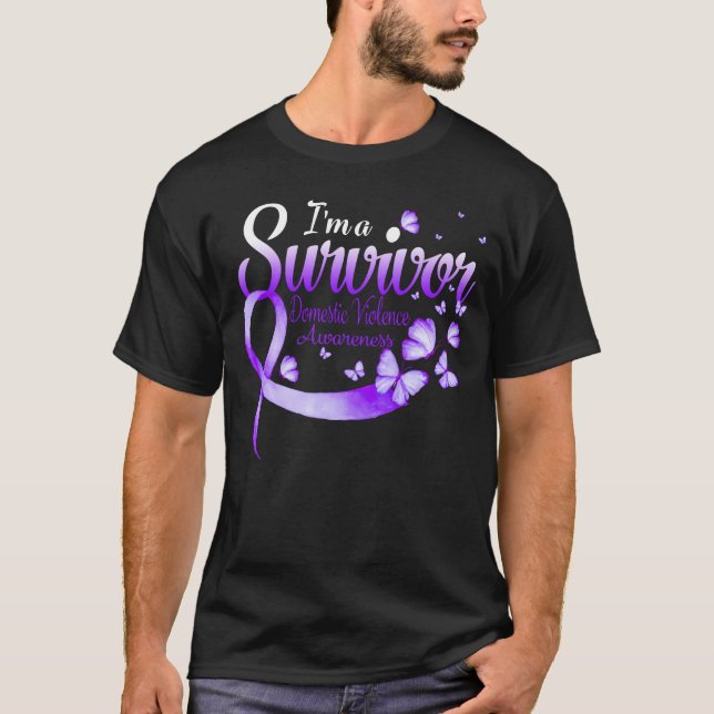 I'm A Survivor Domestic Violence Awareness Butterf T-Shirt (Front)