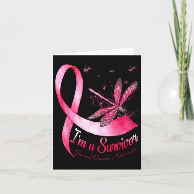 I'm A Survivor Dragonfly Breast Cancer Awareness  Card (Front)