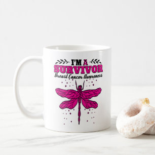 I'm A Survivor Dragonfly Breast Cancer Awareness Coffee Mug