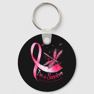 I'm A Survivor Dragonfly Breast Cancer Awareness Key Ring