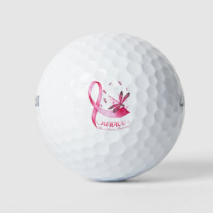 I'm A Survivor Dragonfly Pink Ribbon Breast Cancer Golf Balls
