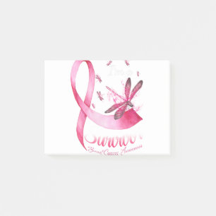 I'm A Survivor Dragonfly Pink Ribbon Breast Cancer Post-it Notes