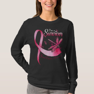 I'm A Survivor Dragonfly Pink Ribbon Breast Cancer T-Shirt
