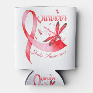 I'm A Survivor Dragonfly Red Ribbon Stroke Can Cooler