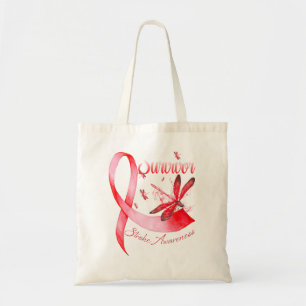 I'm A Survivor Dragonfly Red Ribbon Stroke Tote Bag