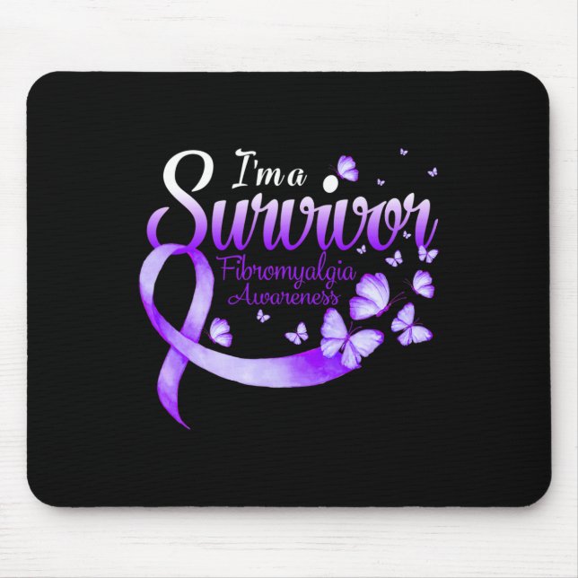I'm A Survivor Fibromyalgia Awareness Butterfly 1  Mouse Mat (Front)