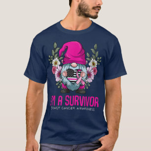 I'm A Survivor Gnomes Pink Ribbon Womens Girls Mom T-Shirt
