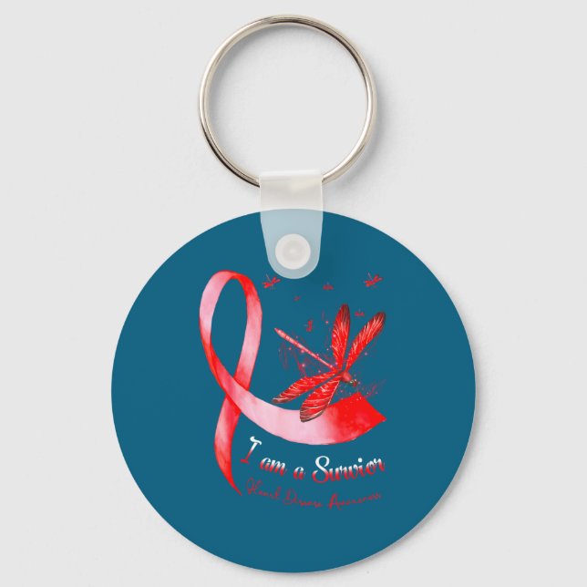 I'm A Survivor Heart Disease Awareness Month Red R Key Ring (Front)