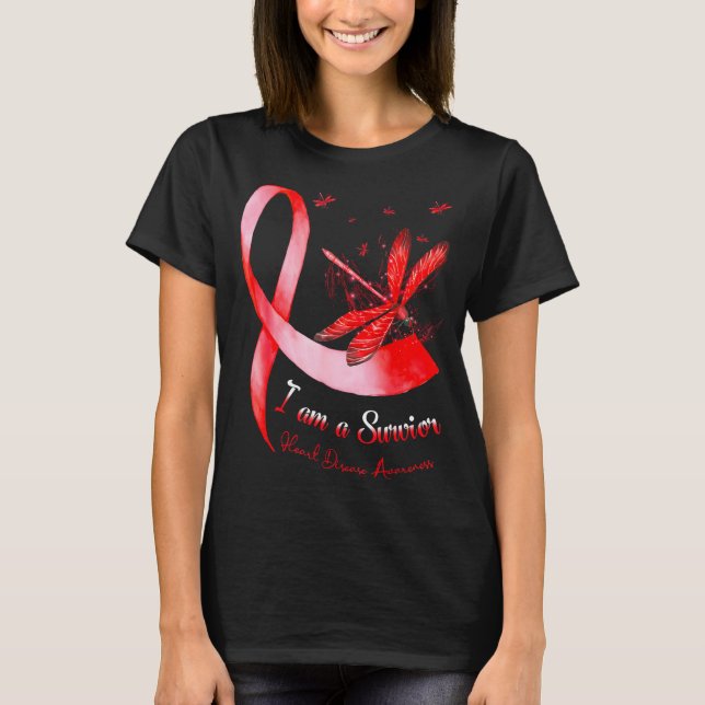 I'm A Survivor Heart Disease Awareness Month Red R T-Shirt (Front)