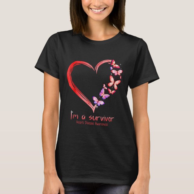 Im A Survivor Heart Disease Awareness Month Red Ri T-Shirt (Front)