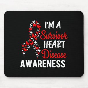 Im A Survivor Heart Disease Awareness Red Butterfl Mouse Mat