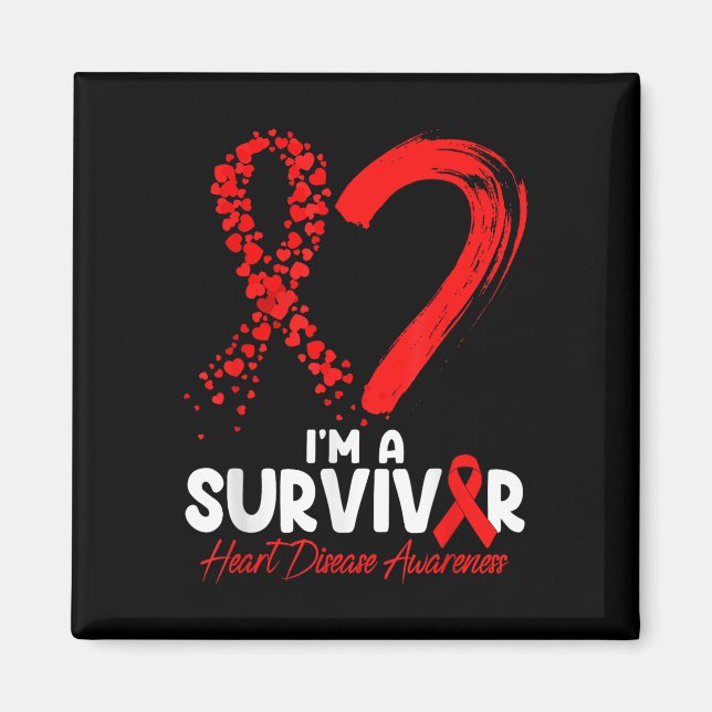 Im A Survivor Heart Disease Awareness Red Ribbon M Magnet (Front)