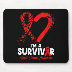Im A Survivor Heart Disease Awareness Red Ribbon M Mouse Mat