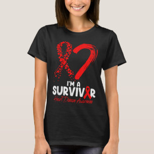 Im A Survivor Heart Disease Awareness Red Ribbon M T-Shirt