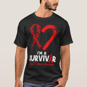 Im A Survivor Heart Disease Awareness Red Ribbon M T-Shirt