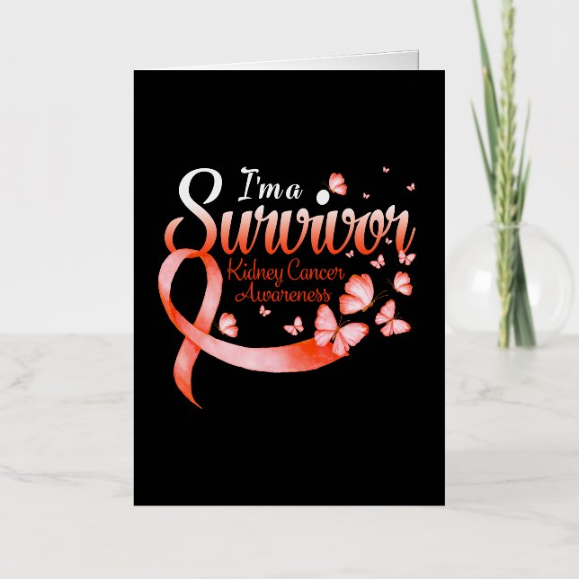 I'm A Survivor Kidney Cancer Awareness Butterfly Foil Greeting Card (Front)