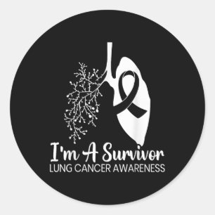 Im A Survivor Lung Cancer Awareness Month White Ri Classic Round Sticker