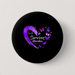 I'm A Survivor Overdose Awareness Purple Butterfly 6 Cm Round Badge