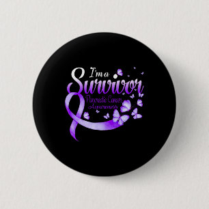 I'm A Survivor Pancreatic Cancer Awareness Butterf 6 Cm Round Badge