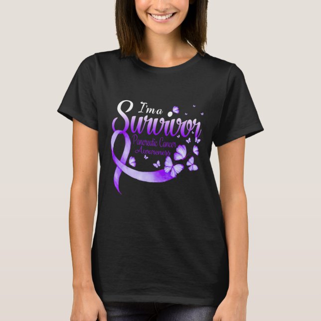 I'm A Survivor Pancreatic Cancer Awareness Butterf T-Shirt (Front)