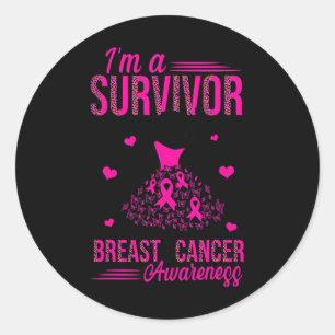 I'm A Survivor Pink Ribbon Women Breast Cancer Awa Classic Round Sticker