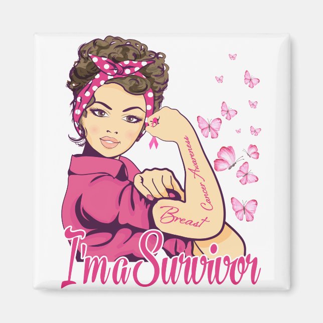 I'm A Survivor Rosie Riveter Breast Cancer Magnet (Front)