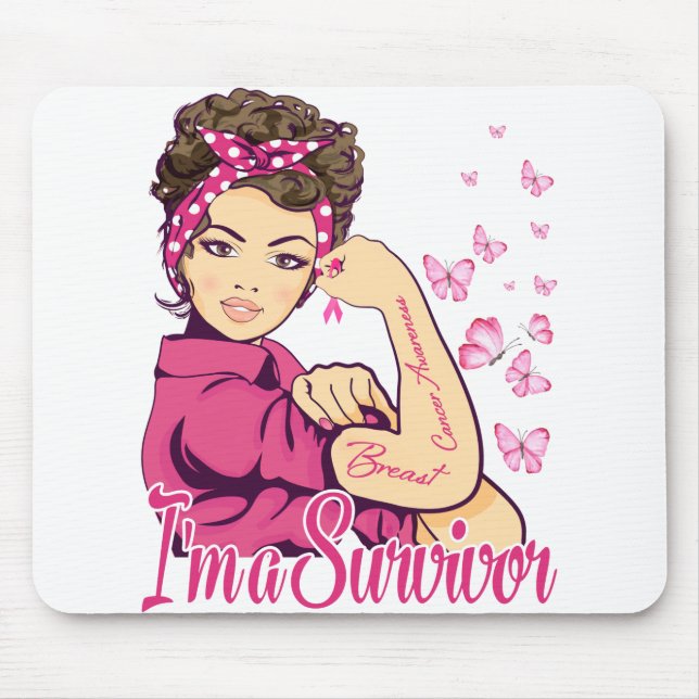 I'm A Survivor Rosie Riveter Breast Cancer Mouse Mat (Front)