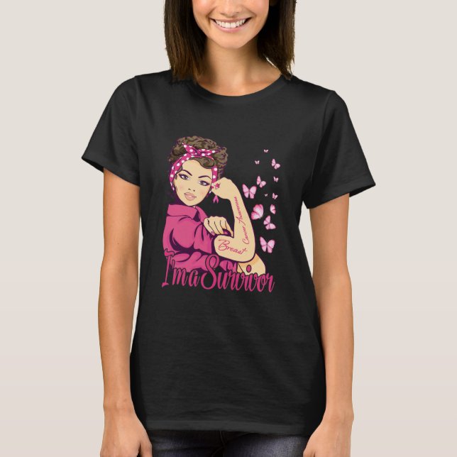 I'm A Survivor Rosie Riveter Breast Cancer T-Shirt (Front)