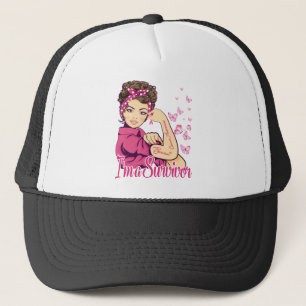 I'm A Survivor Rosie Riveter Breast Cancer Trucker Hat