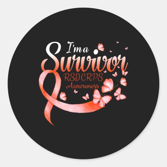 I'm A Survivor RSD CRPS Awareness Butterfly  Classic Round Sticker (Front)