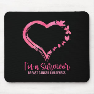Im A Survivor Shirt Pink Butterfly Heart Breast Ca Mouse Mat