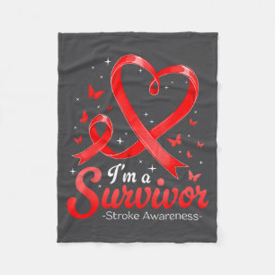 I'm A Survivor Stroke Awareness Red Butterfly Fleece Blanket