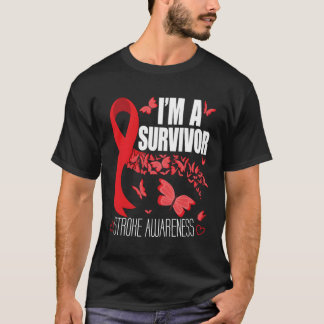 I'M A Survivor Stroke Awareness Red Ribbon Brain A T-Shirt