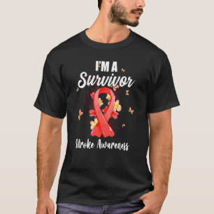 I'm A Survivor Stroke Awareness  Red Ribbon Brain  T-Shirt