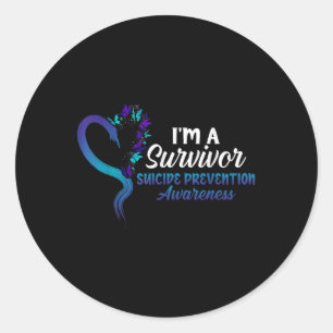 Im A Survivor Suicide Prevention Awareness Butterf Classic Round Sticker