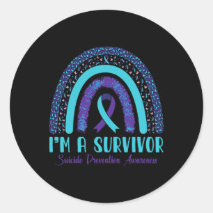 I'm A Survivor Suicide Prevention Awareness Leopar Classic Round Sticker