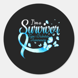 I'm A Survivor Type 1 Diabetes Awareness Butterfly Classic Round Sticker