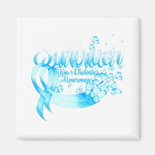 I'm A Survivor Type 1 Diabetes Awareness Butterfly Magnet