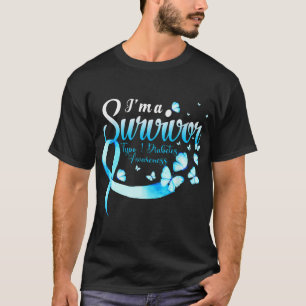 I'm a Survivor Type 1 Diabetes Awareness Butterfly T-Shirt