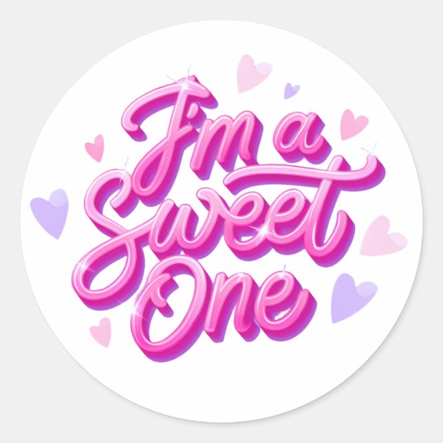I'm a Sweet One Pink Birthday Sticker (Front)