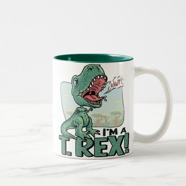 I'm a T. Rex Dinosaur Gift Ideas Two-Tone Coffee Mug (Right)